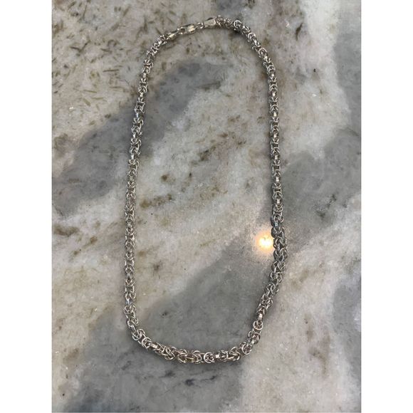 .925 Italy Byzantine Sterling Silver Necklace #Mom - Picture 6 of 6
